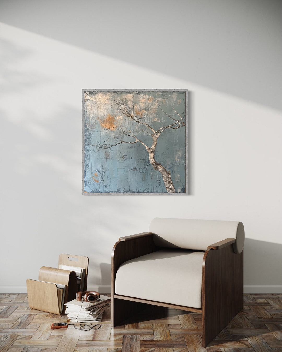 Minimalist Tree Japanese Wabi Sabi Framed Canvas Wall Art