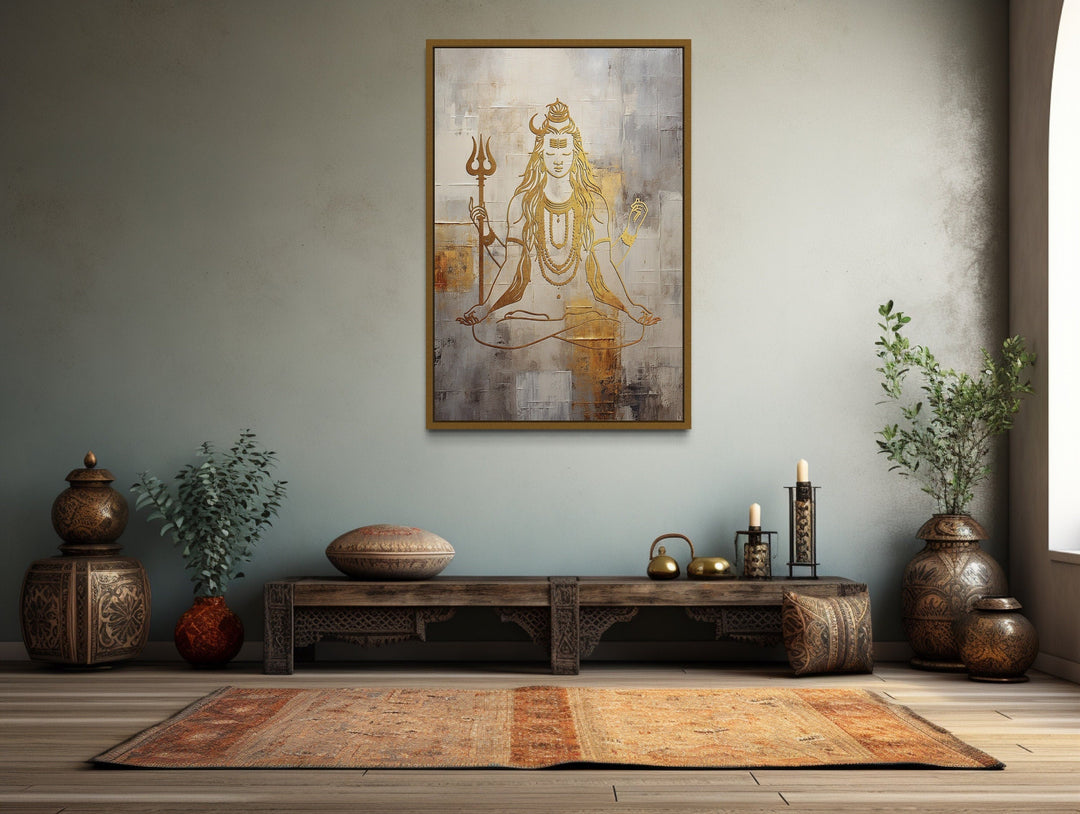 white gold minimalist shiva indian wall art