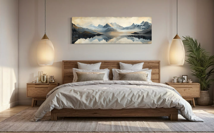 Misty Mountain Lake Panoramic Canvas Wall Art