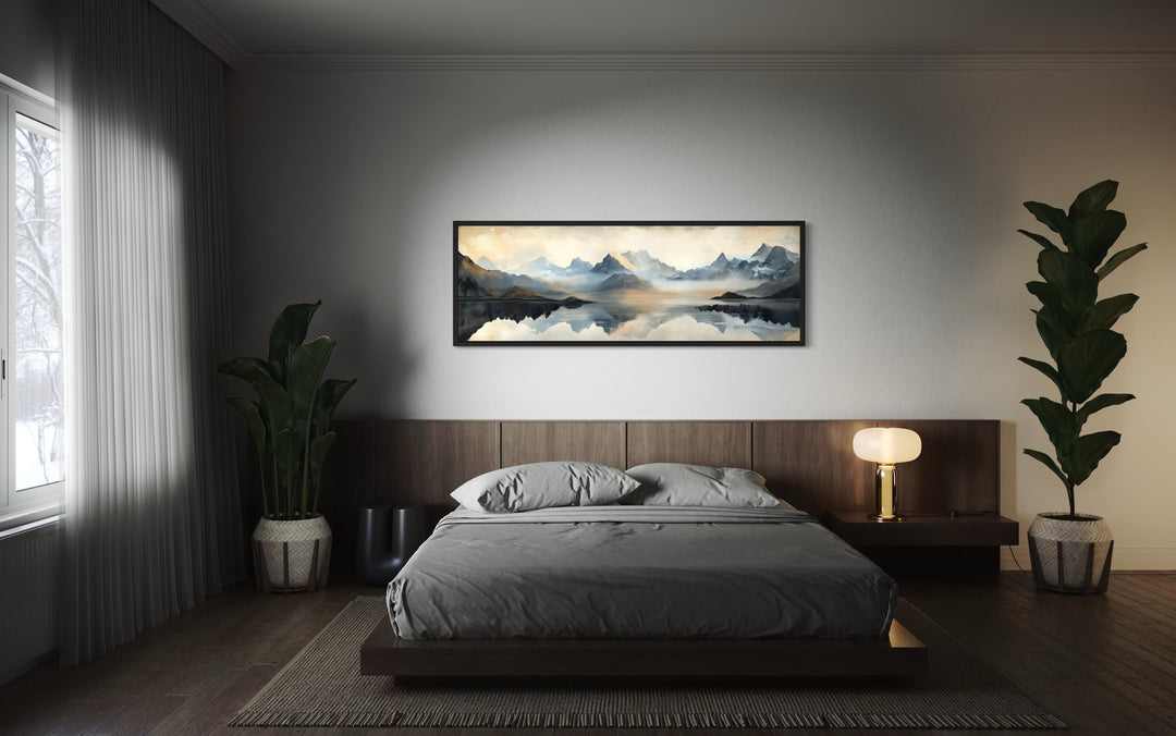 Misty Mountain Lake Panoramic Canvas Wall Art