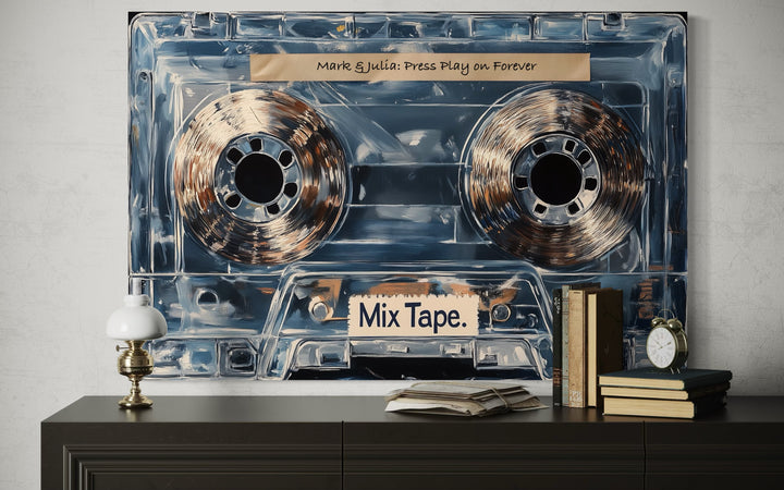 Mix Tape Cassette Framed Canvas Wall Art - Personalize With Your Message