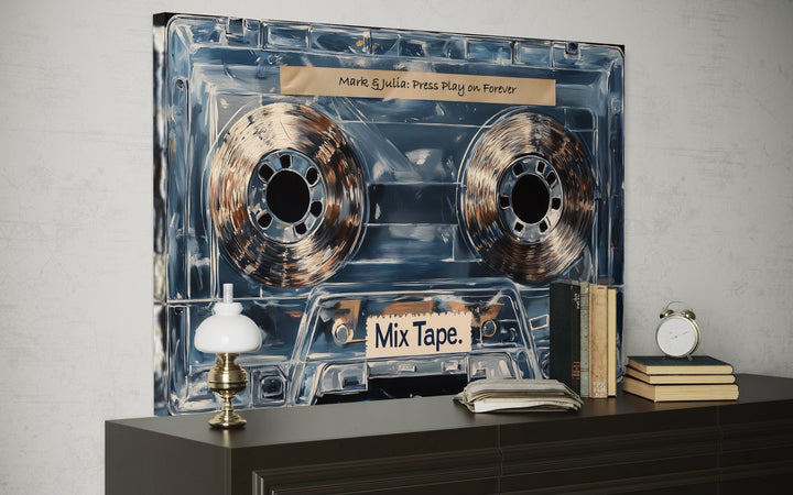 Mix Tape Cassette Framed Canvas Wall Art - Personalize With Your Message