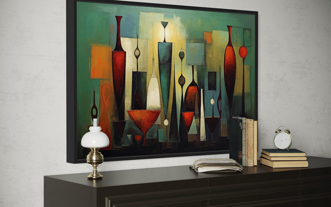 Modern Abstract Dining Room Framed Canvas Wall Art