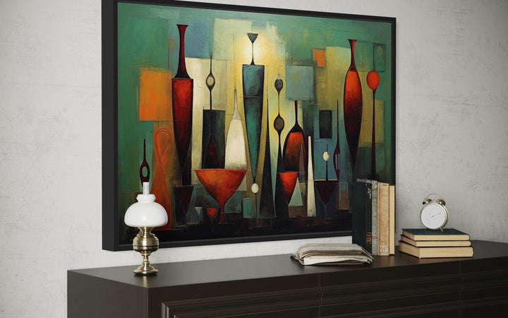 Modern Abstract Dining Room Framed Canvas Wall Art