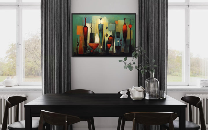 Modern Abstract Dining Room Framed Canvas Wall Art
