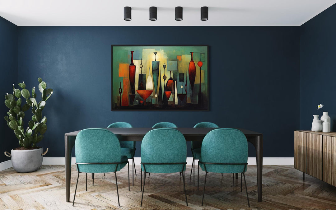 Modern Abstract Dining Room Framed Canvas Wall Art