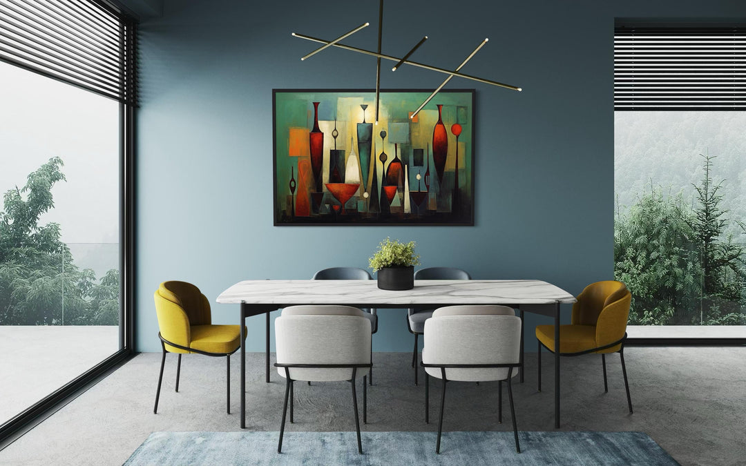 Modern Abstract Dining Room Framed Canvas Wall Art