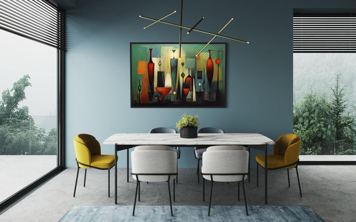 Modern Abstract Dining Room Framed Canvas Wall Art