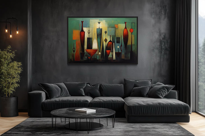 Modern Abstract Dining Room Framed Canvas Wall Art