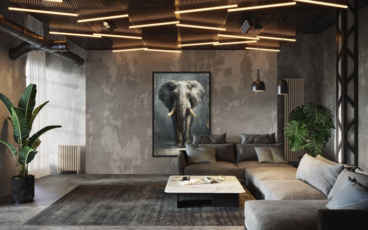 Modern African Elephant Canvas Wall Art