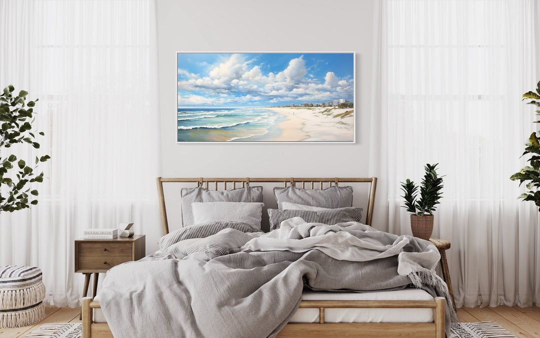 Modern Beach Landscape Framed Canvas Coastal Wall Art