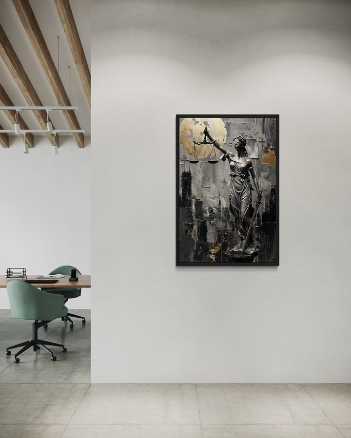 Modern Lady Justice Canvas Wall Art - Bold Legal Decor for Law Firms