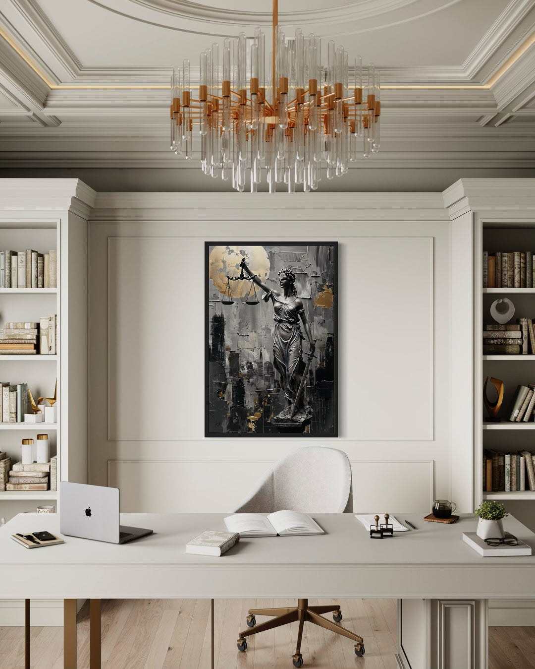 Modern Lady Justice Canvas Wall Art - Bold Legal Decor for Law Firms