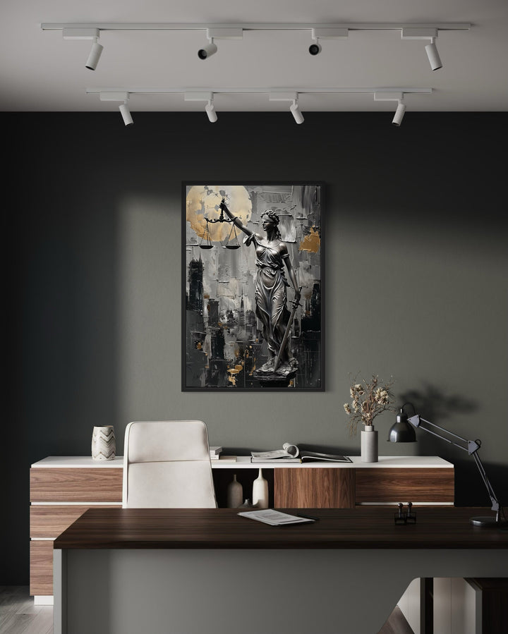 Modern Lady Justice Canvas Wall Art - Bold Legal Decor for Law Firms