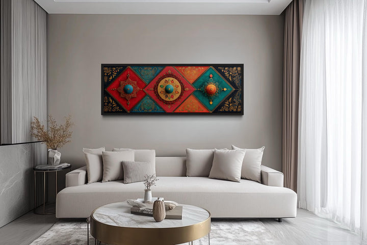 Modern Long Horizontal Indian Patterns Canvas Wall Art