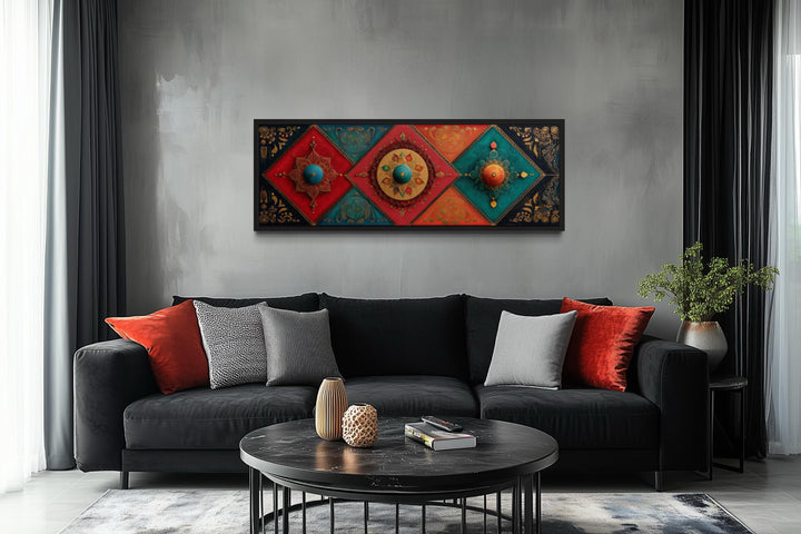 Modern Long Horizontal Indian Patterns Canvas Wall Art