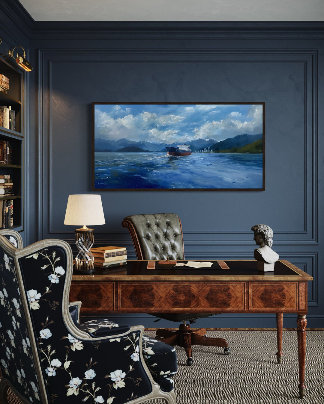 Modern Ship Painting - Framed Canvas Art | Nautical Wall Decor for Coastal Home