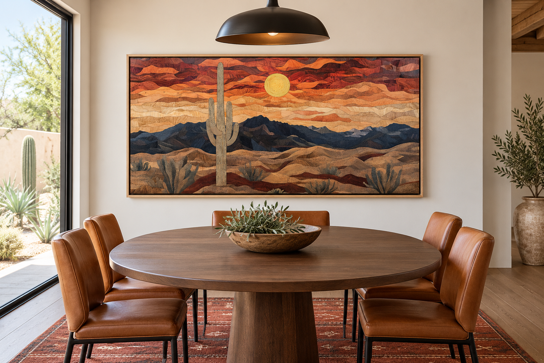 Rustic Wood Style Desert Framed Canvas Wall Art
