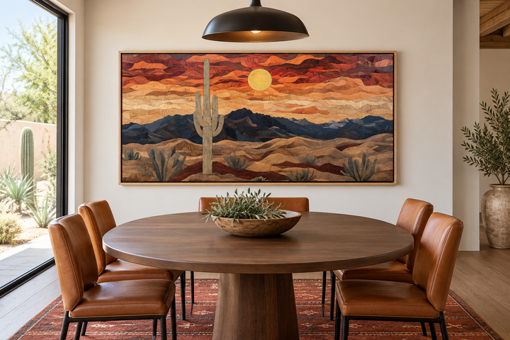 Rustic Wood Style Desert Framed Canvas Wall Art