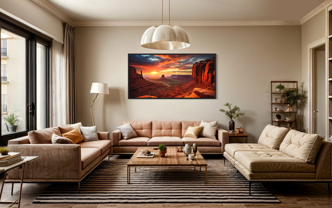 Monument Valley Sunset Framed Canvas Wall Art