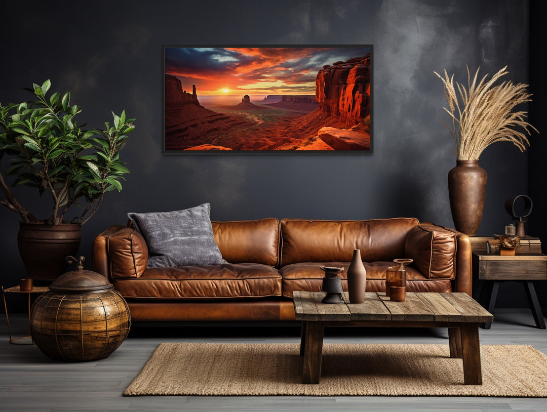 Monument Valley Sunset Framed Canvas Wall Art