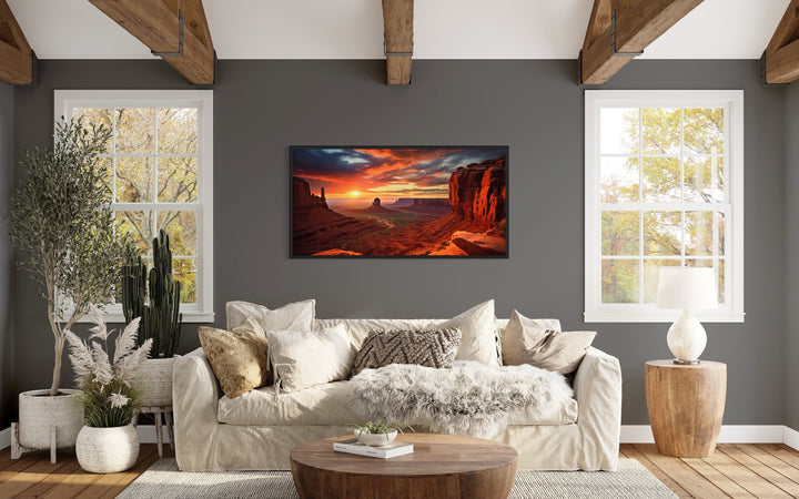 Monument Valley Sunset Photo Style Framed Canvas Wall Art