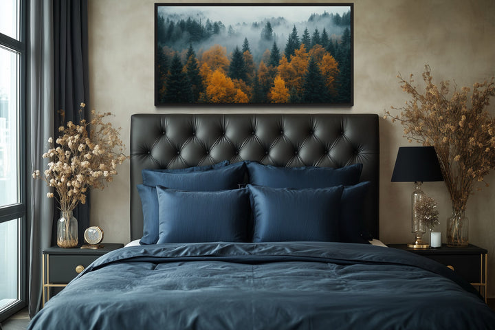 Moody Foggy Forest Framed Canvas Wall Art
