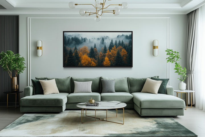 Moody Foggy Forest Framed Canvas Wall Art