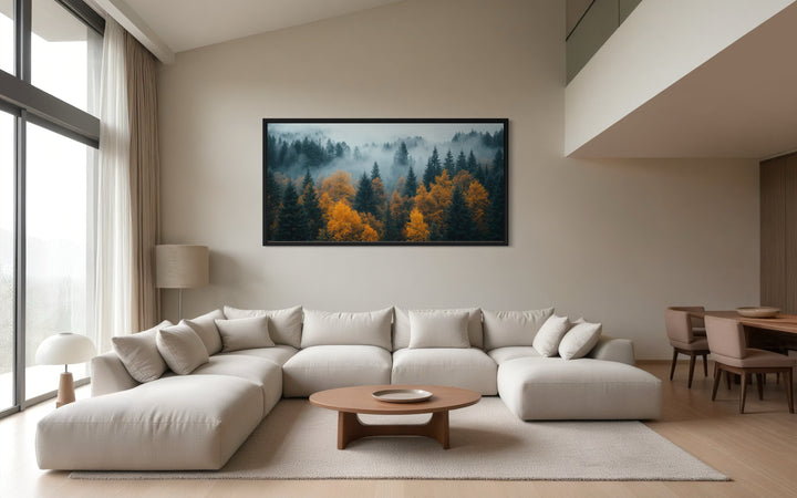 Moody Foggy Forest Framed Canvas Wall Art