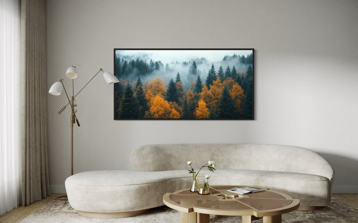 Moody Foggy Forest Framed Canvas Wall Art