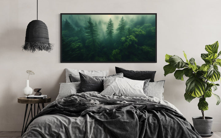 Moody Foggy Forest Framed Canvas Wall Art