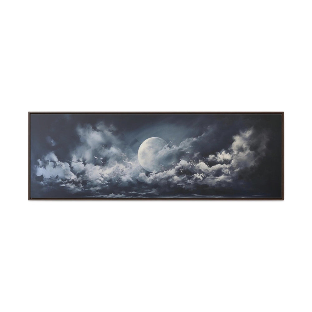 Moon And Cloudy Sky Horizontal Framed Canvas Wall Art close up