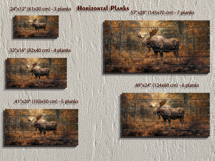Moose In Autumn Forest Distressed Wood Wall Art For Rustic Home or Cabin Decor