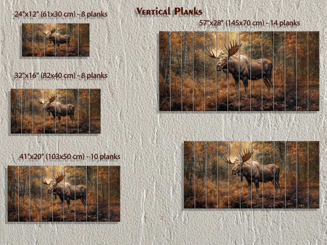 Moose In Autumn Forest Distressed Wood Wall Art For Rustic Home or Cabin Decor