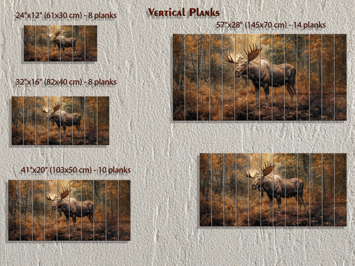 Moose In Autumn Forest Distressed Wood Wall Art For Rustic Home or Cabin Decor