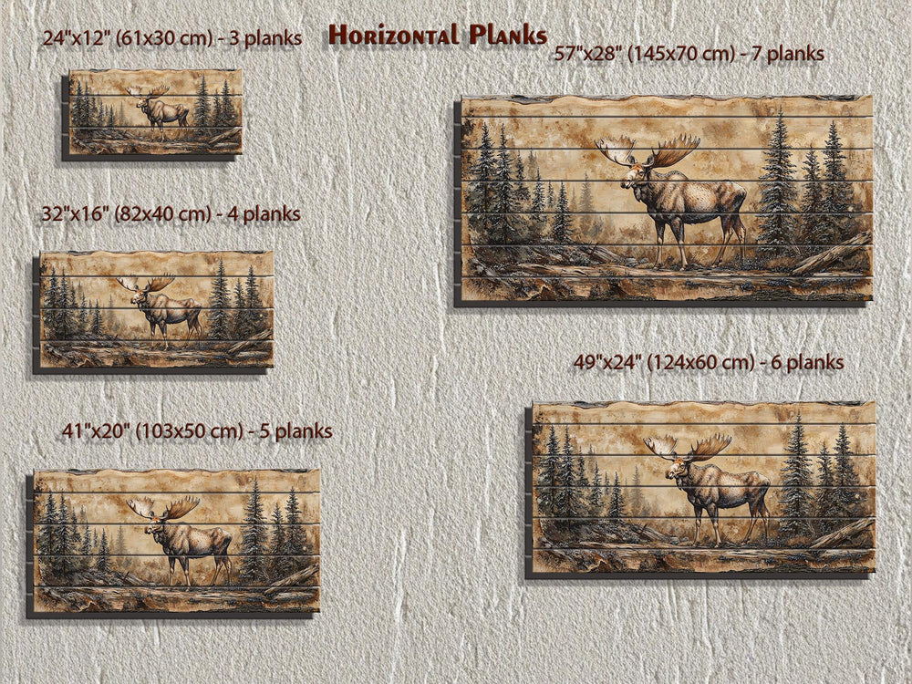 Moose In Forest Distressed Wood Wall Art