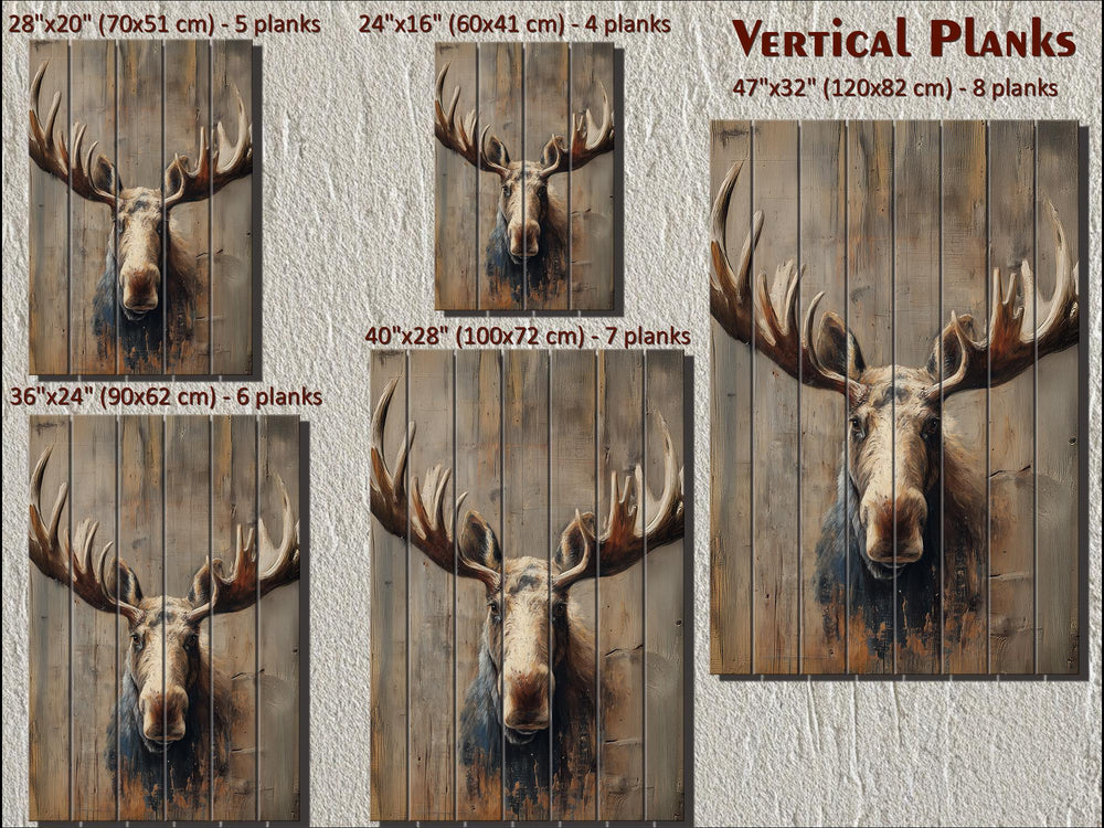 Moose Portrait Distressed Wood Wall Art