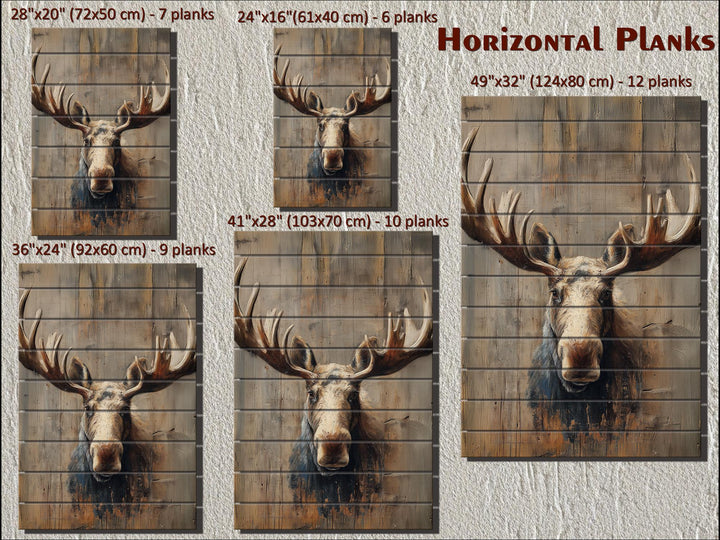 Moose Portrait Distressed Wood Wall Art