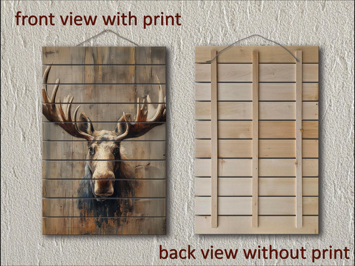 Moose Portrait Distressed Wood Wall Art