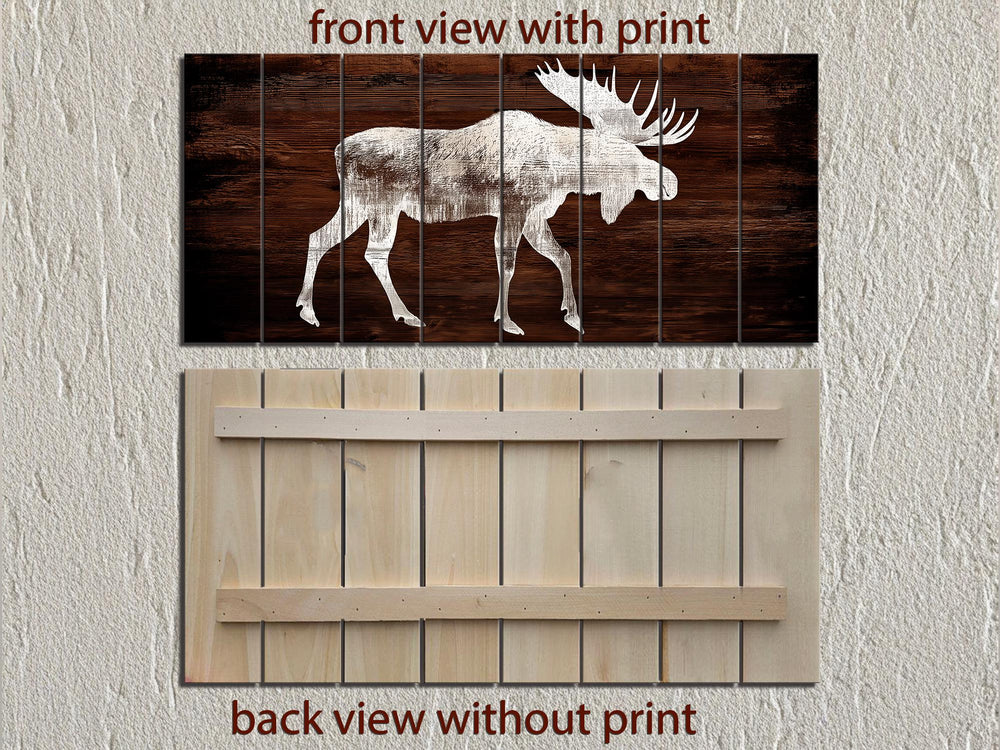 Moose Silhouette Rustic Distressed Wood Wall Art