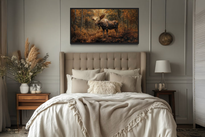 Moose Wall Art - Large Autumn Canvas Print | Rustic Cabin Decor With Warm Colors