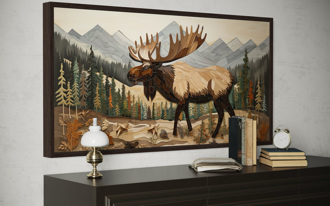 Moose Wall Art - Rustic Cabin Wall Decor Framed Wildlife Canvas Print