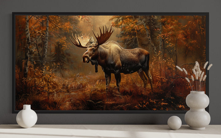 Moose in Autumn Forest Framed Cabin Wall Decor