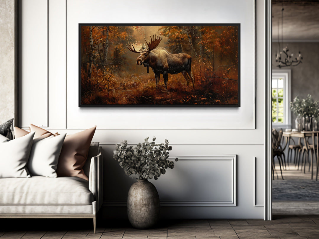 Moose in Autumn Forest Framed Cabin Wall Decor