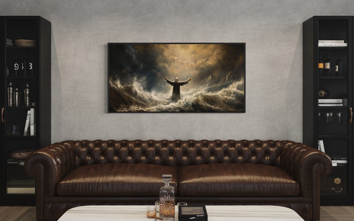 Moses Parting The Sea Framed Canvas Wall Art