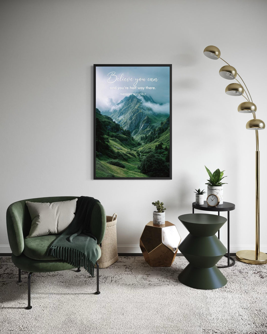 Motivational Office Wall Art | Inspirational Mountain Quote Canvas Print for Modern Workspace