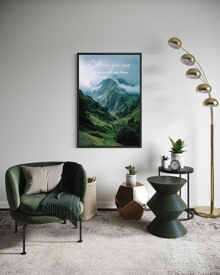 Motivational Office Wall Art | Inspirational Mountain Quote Canvas Print for Modern Workspace