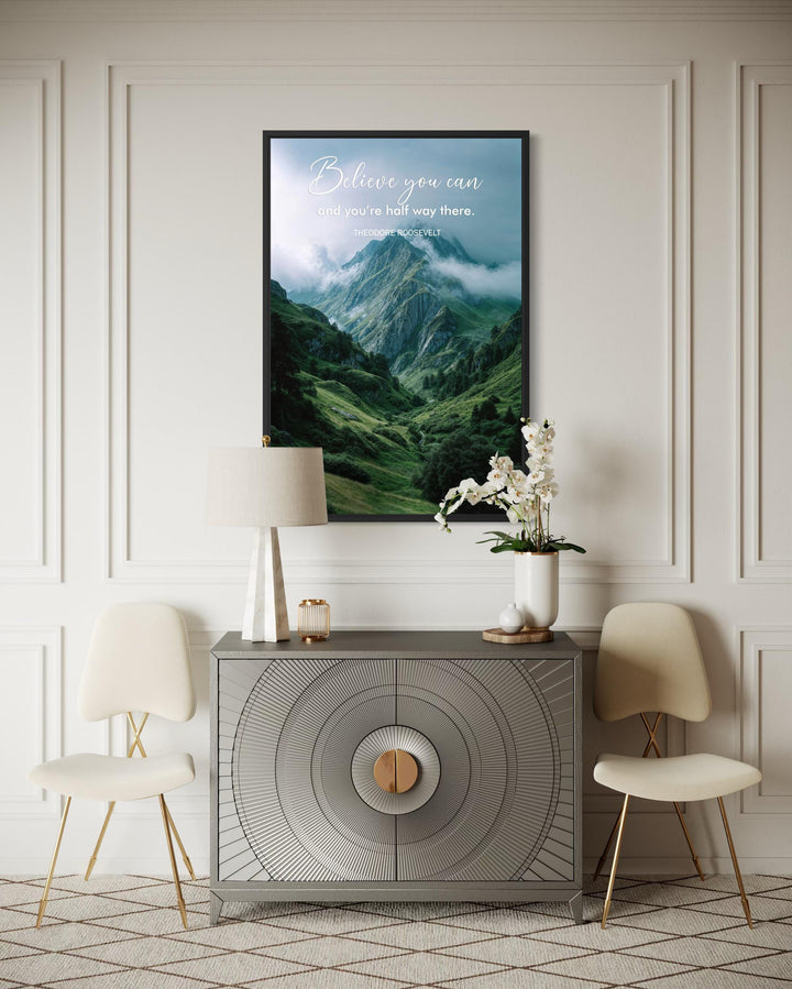 Motivational Office Wall Art | Inspirational Mountain Quote Canvas Print for Modern Workspace