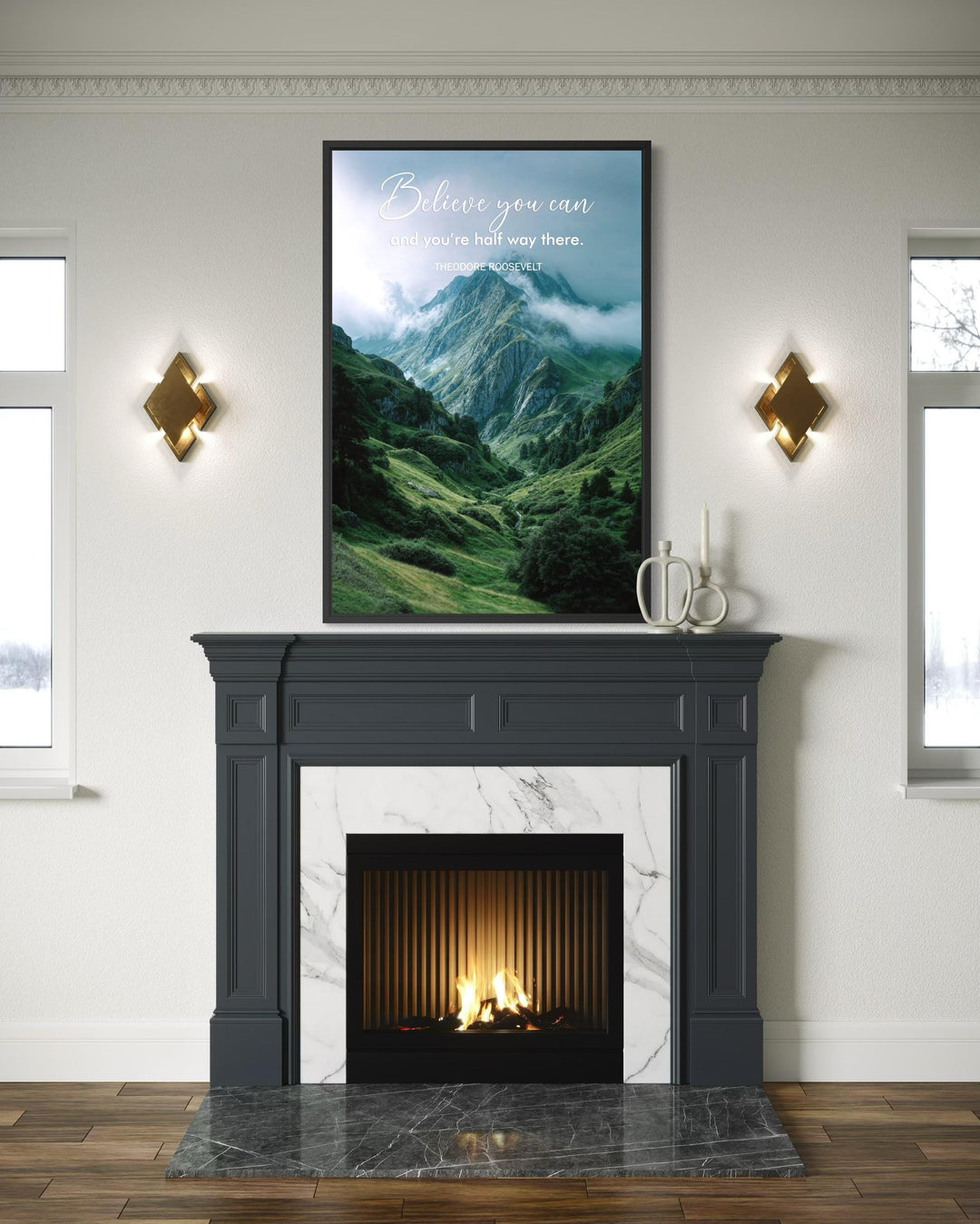 Motivational Office Wall Art | Inspirational Mountain Quote Canvas Print for Modern Workspace