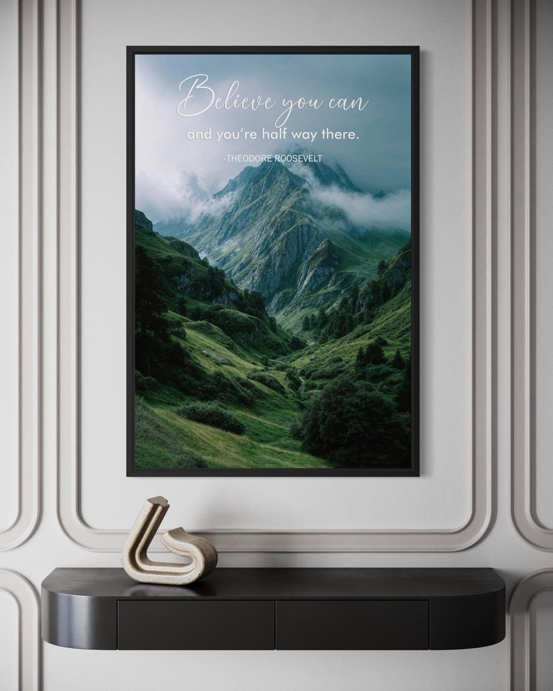 Motivational Office Wall Art | Inspirational Mountain Quote Canvas Print for Modern Workspace
